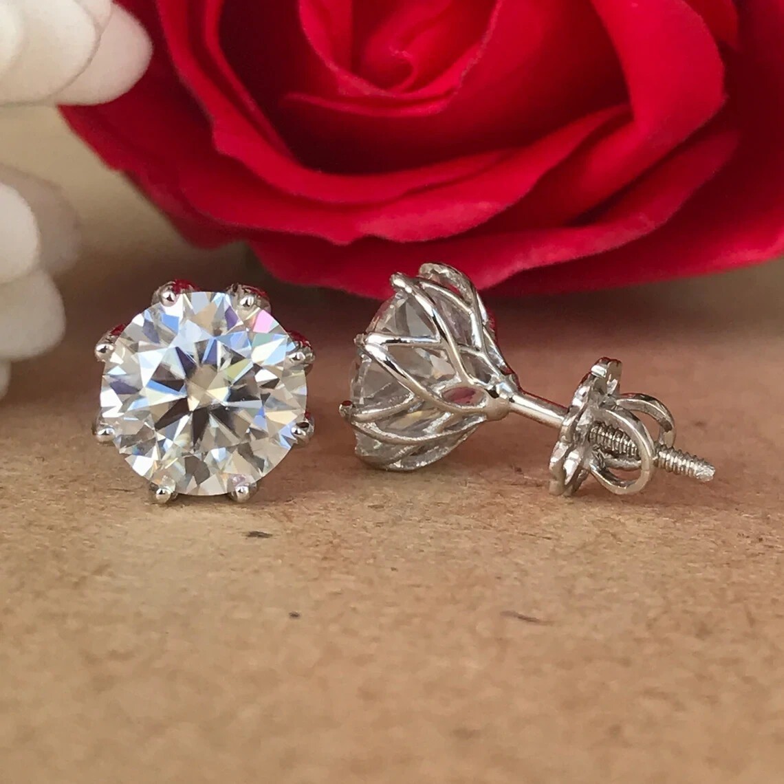 RARE 12.00 Ct Certified Round Diamond Earrings-Great luster-Free Tariffs.