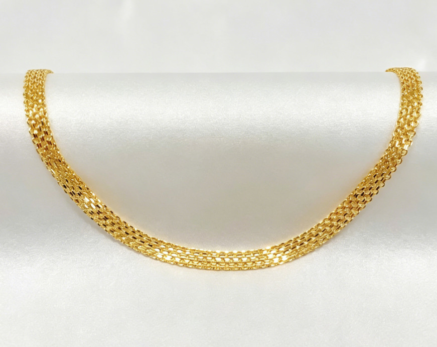Solid 18K Yellow Gold Vintage Multi Layer Wide Necklace Chain 8mm 24in men/women