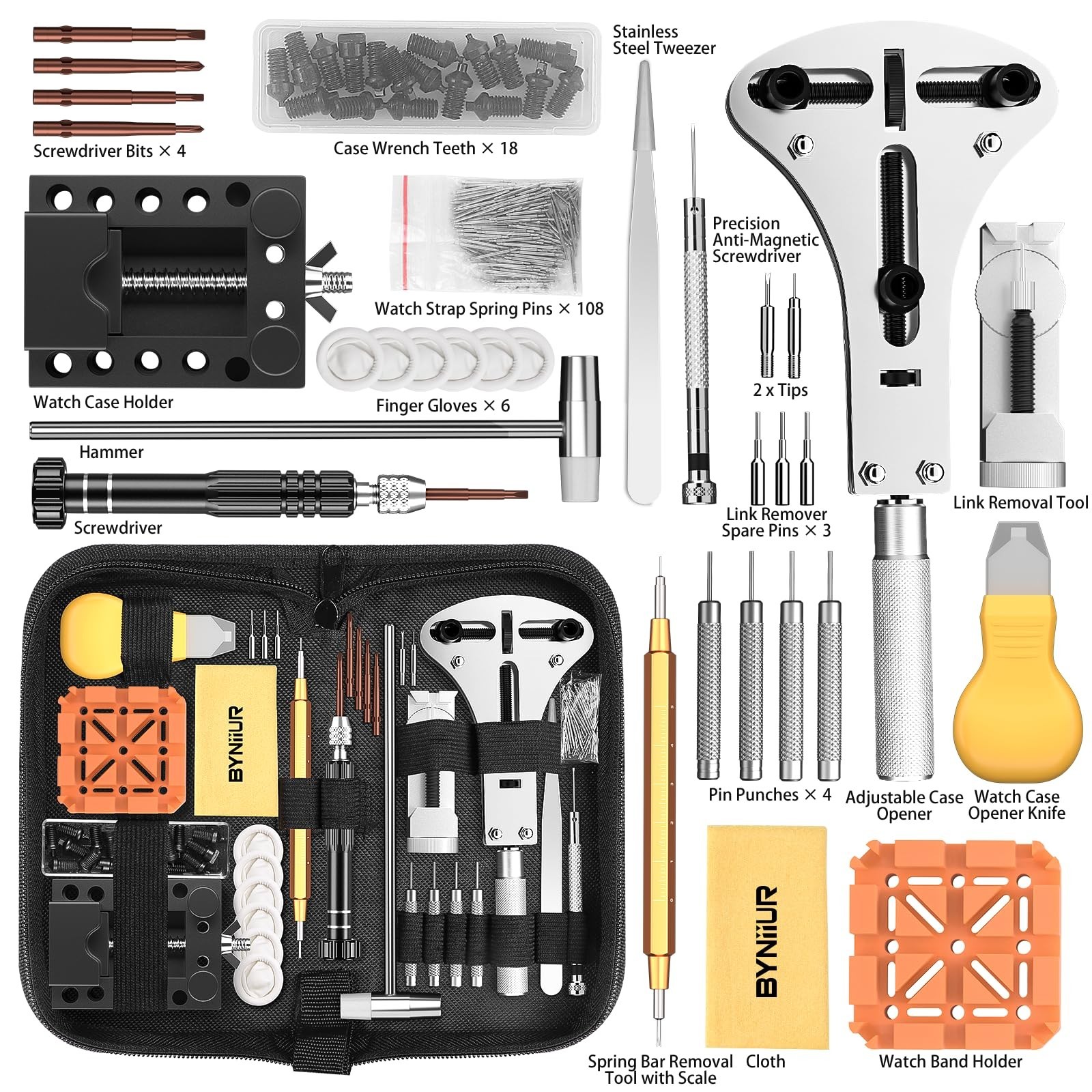 Watch Link Removal Kit & Repair Tools Set – Case Opener, Battery Replacement, Pi