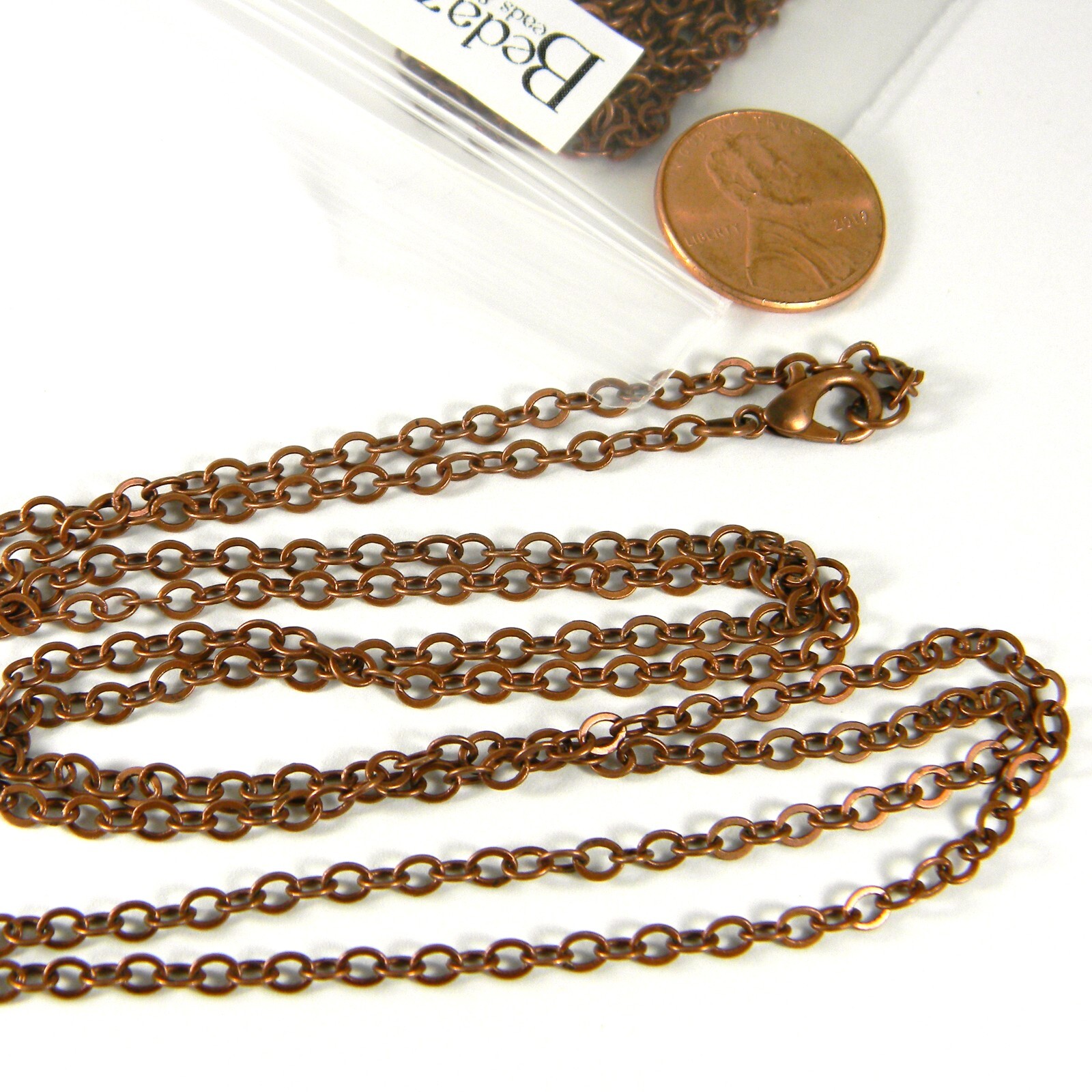 Antique Copper Plated 32 Inch Cable Link Vintage Brass Metal Chain Necklaces