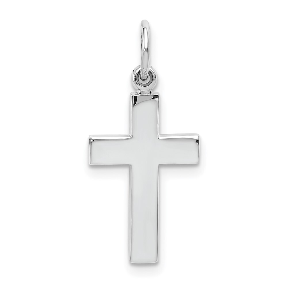 10k White Gold Cross Pendant Gift for Women Men 0.65g, L-25mm, W-12mm