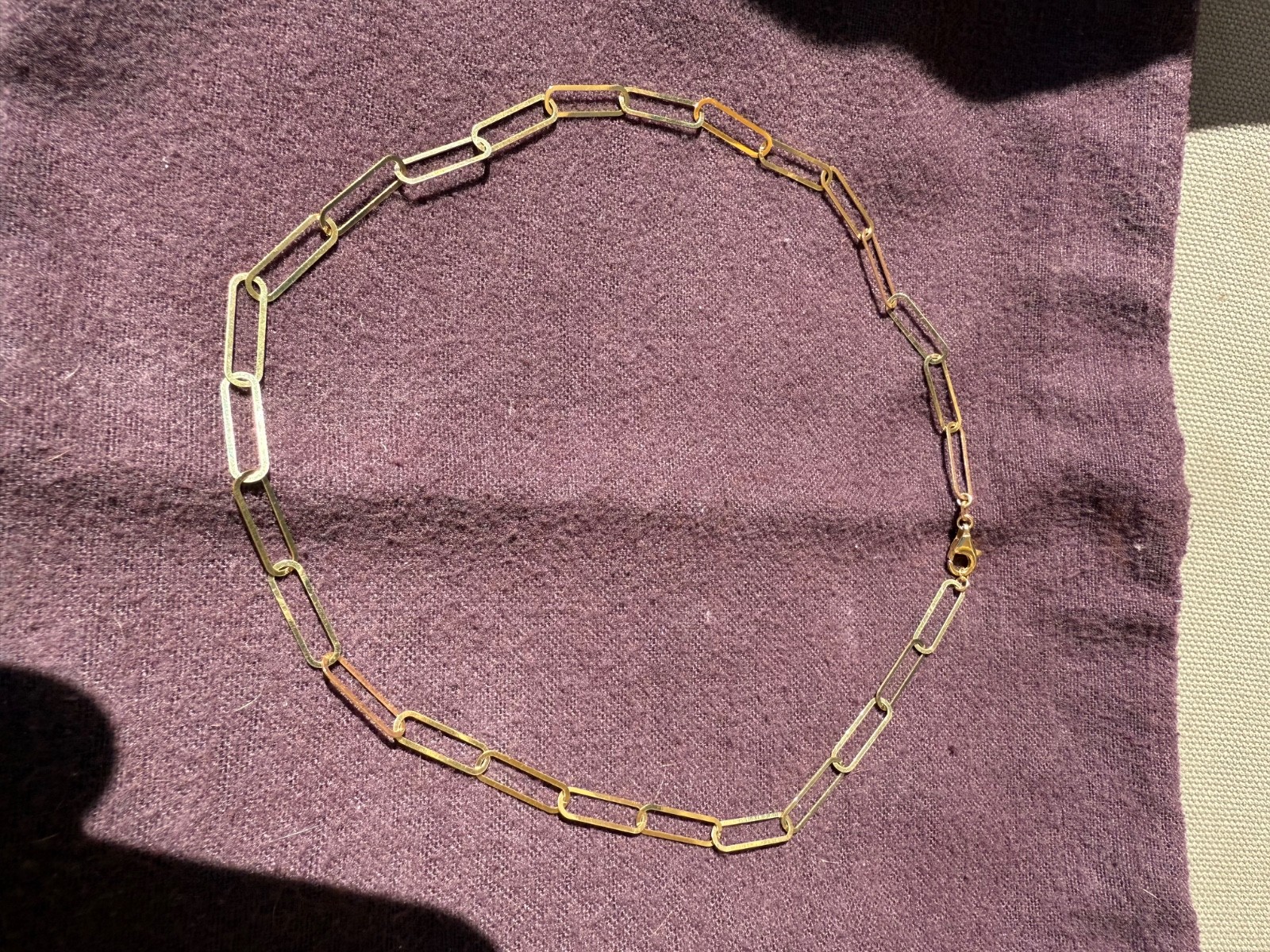 Dubai Design Paper Clip Link Solid 18k Gold Chain Necklace 16″ * Quality * Rare