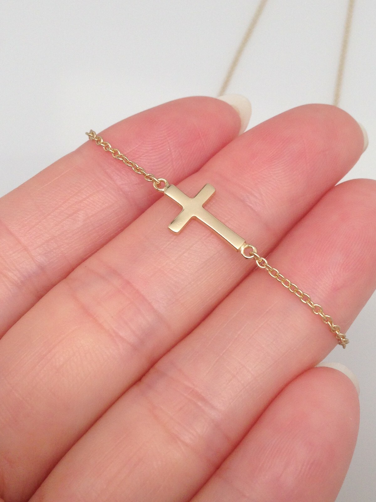 Sterling Silver 925 Sideways Cross Pendant Necklace Tiny 13mm/0.51″ 15.75-17.75″
