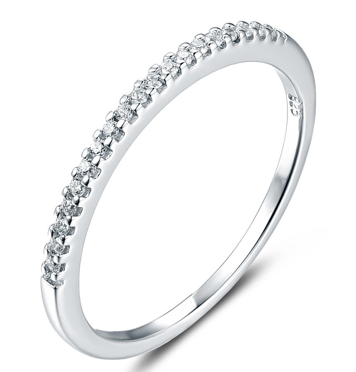 1.3mm CZ 925 Sterling Silver Stackable Wedding Band Skinny Ring Size 3-14 S178