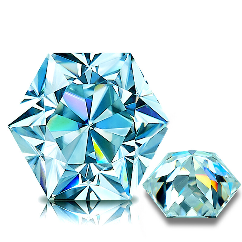 Multicolor Moissanite Excellent Cut Hexagon VVS1 Loose Gemstone GRA Certificated
