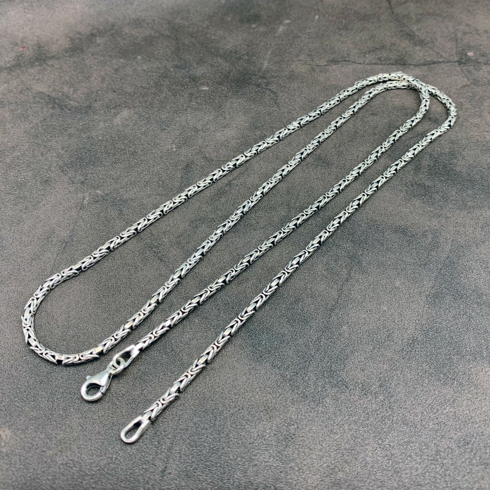 925 Sterling Silver Byzantine Chain 2 mm, 3 mm, 4 mm, 5 mm King Chain Necklace