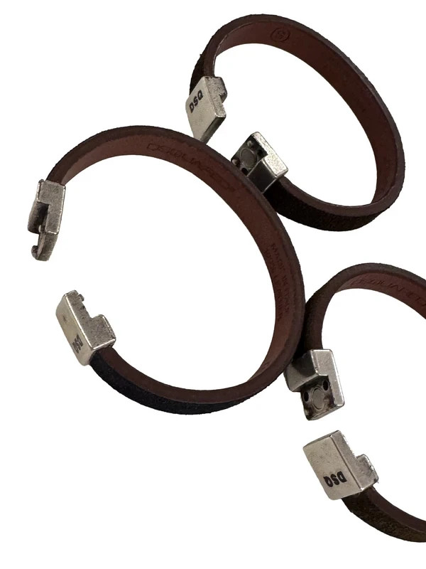 Dsquared2 Men’s Brown Leather Velour Bracelet – Made in Italy – New
