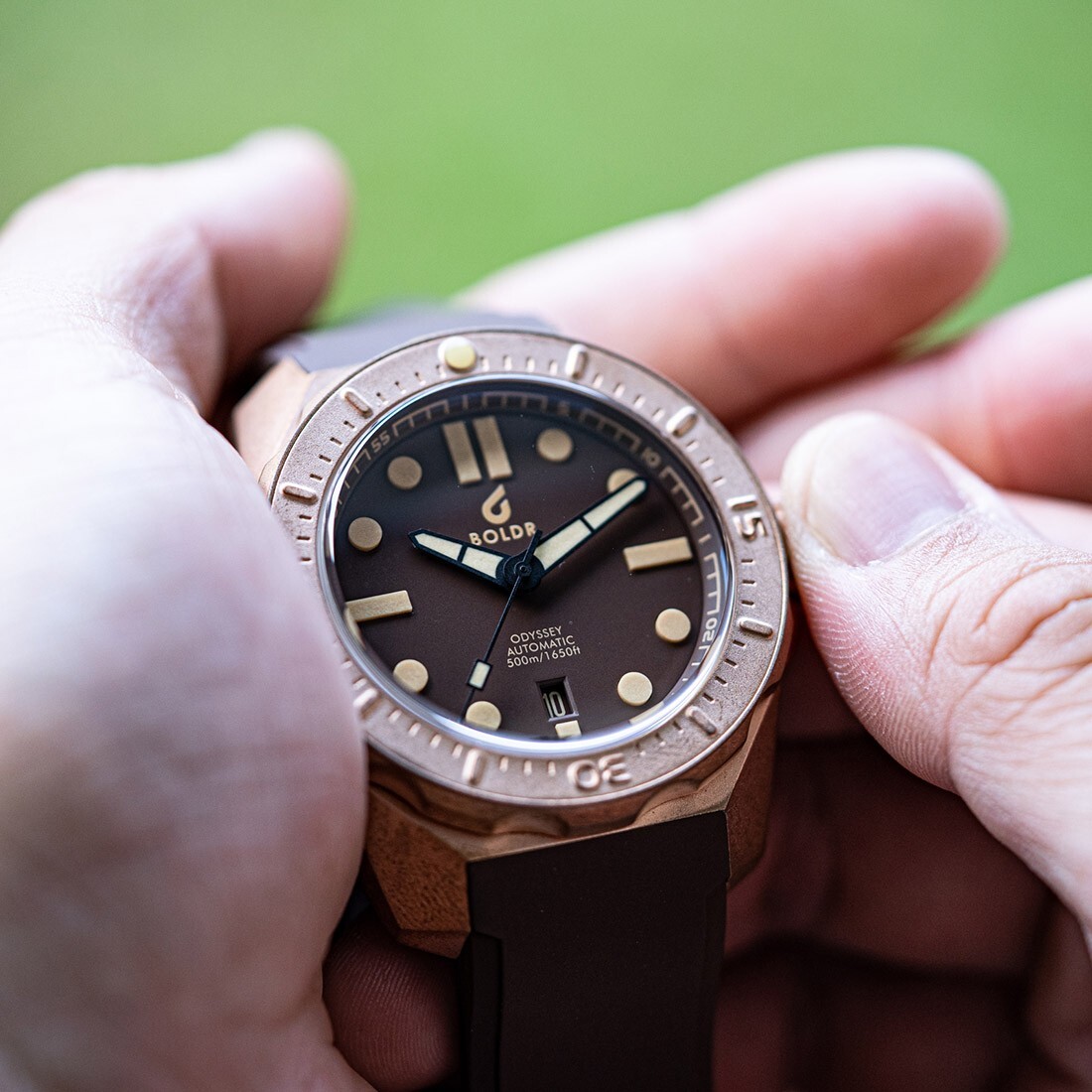 BOLDR “ODYSSEY BRONZE AUBURN” Automatico Bronzo Marrone Zaffiro Orologio Uomo