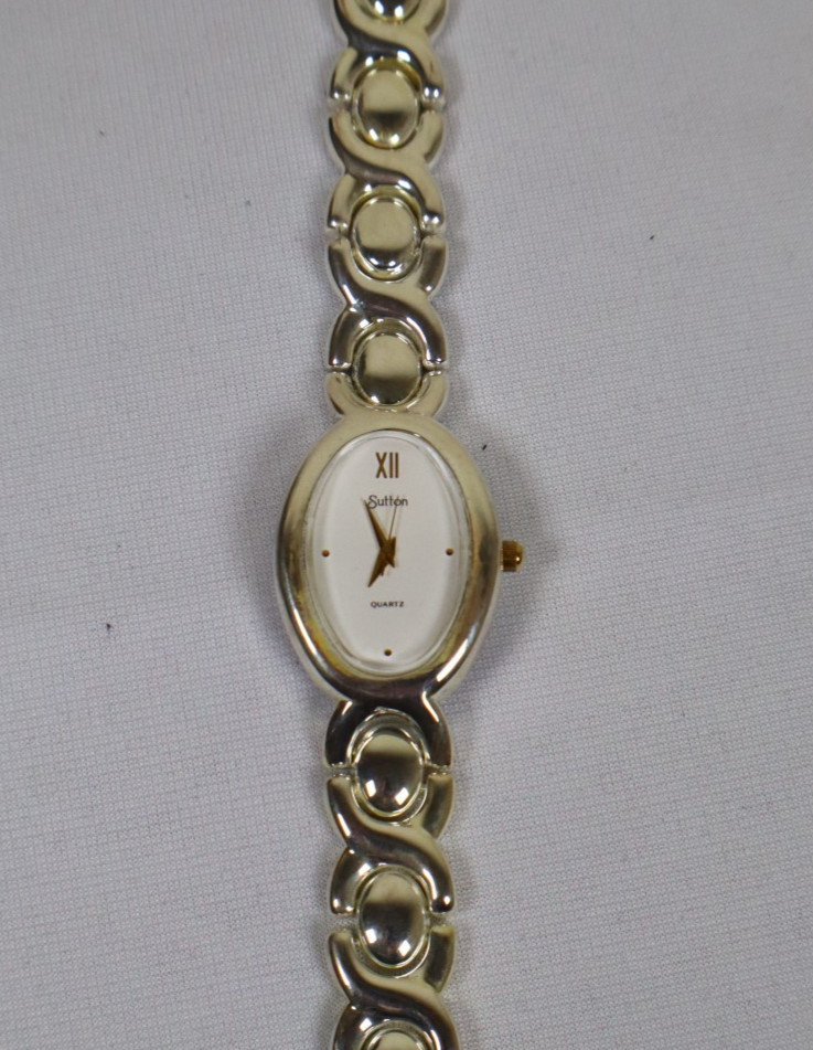 Sutton Quartz Watch Silver Tone Oval Face NIB Needs New Batt. ONE YEAR WARRANTY