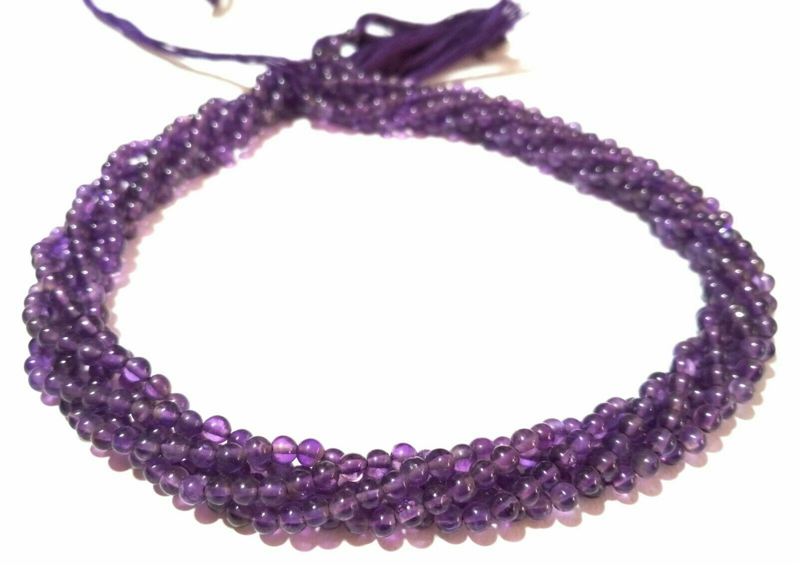 10 Strand Natural Amethyst Round Ball Smooth 4-4.5mm Loose Beads 12″inch