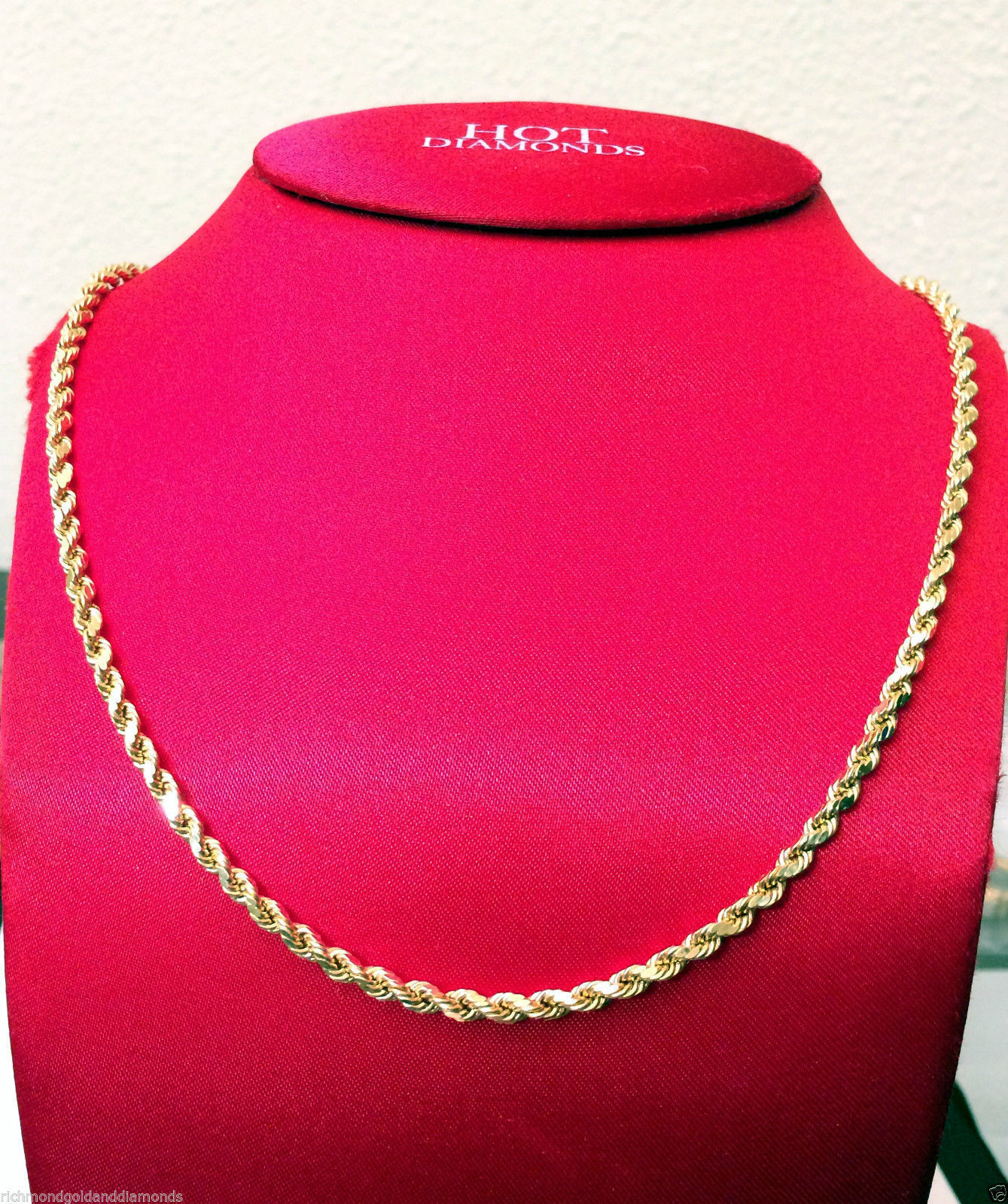 10k REAL Yellow Gold Necklace Hollow Rope Chain 2mm – 6mm 16″ 30 inch men woman