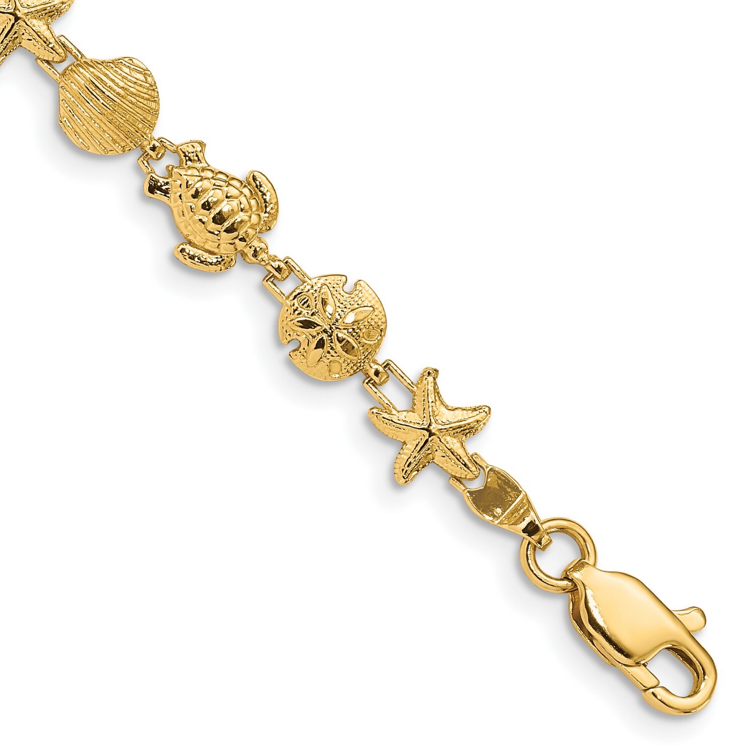 14k Yellow Gold Sea Life Bracelet