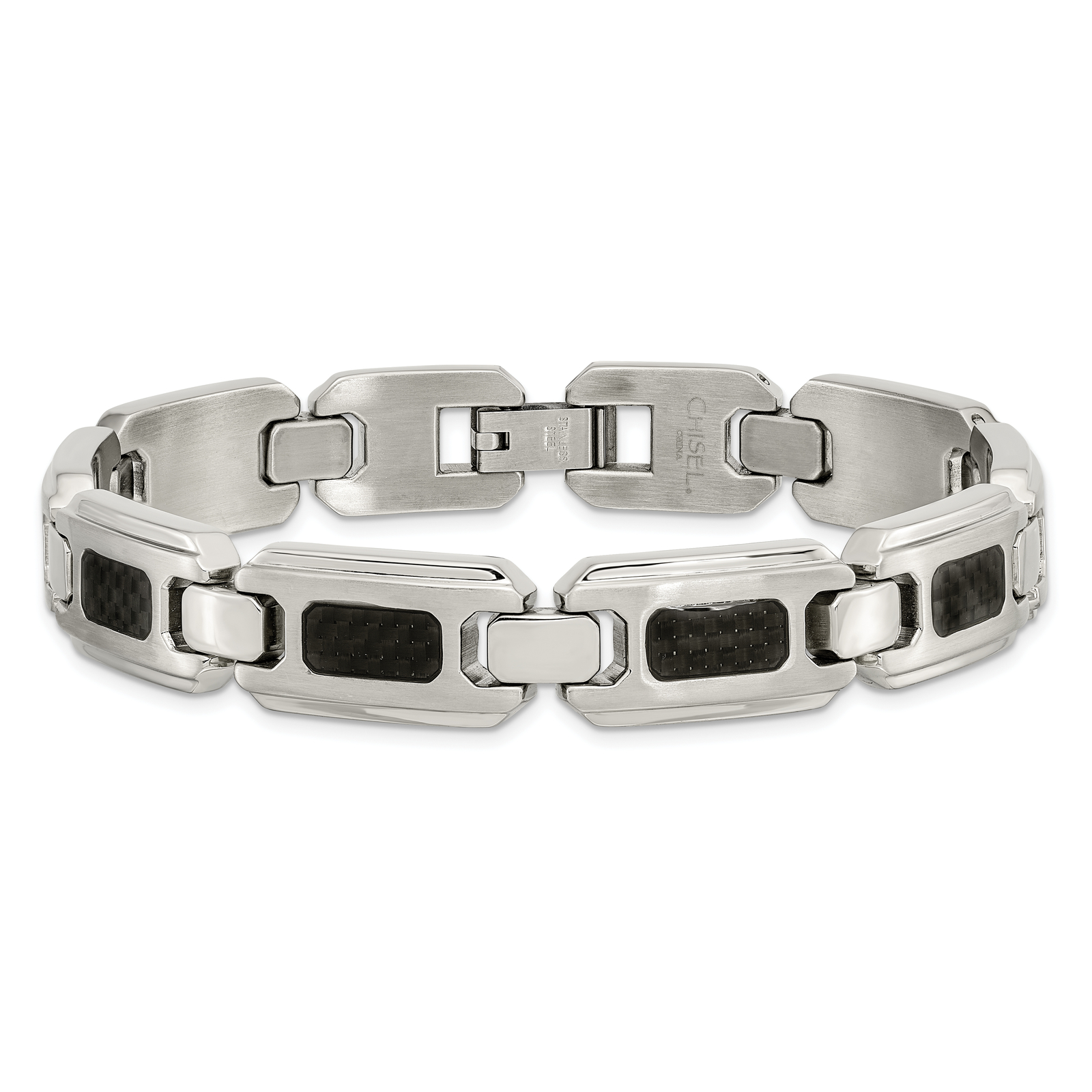 Chisel Stainless Steel Brushed and Polished with Black Carbon Fiber Inlay 9 inch