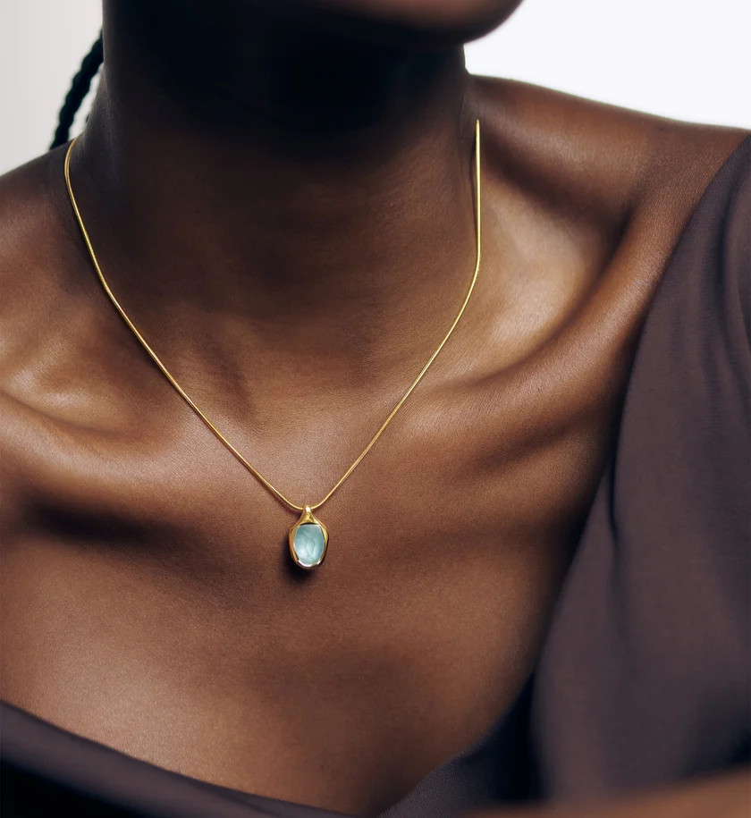 MONICA VINADER 💎 Odyssey Chain Necklace 18k Gold & Aquamarine £199