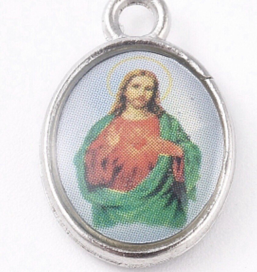 Beautiful Religious Sacred Heart Jesus Enamel Pendant charm or Necklace Charm