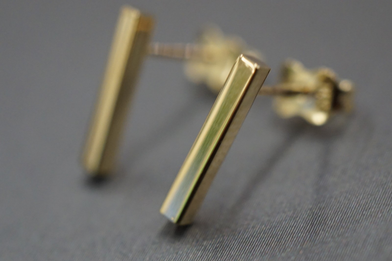 14K Solid Yellow Gold Little Bar Stud Earrings!! (#1608243)