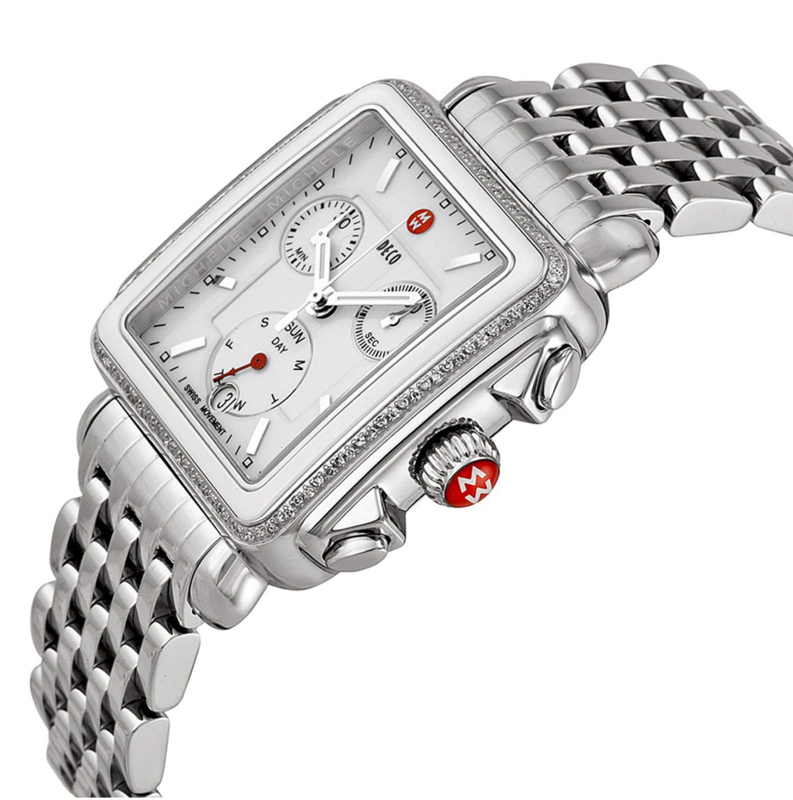 Michele Deco White Ceramic 108 Diamond Chronograph Watch MW06P01L1001