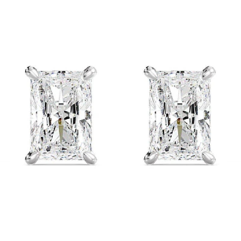 Gold Earrings Diamond Studs Radiant Cut 1 Carat Lab Created 14k White For Women