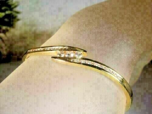 5Ct Round Lab Created Diamond Vintage Bangle Bracelet 14K Yellow Gold Finish