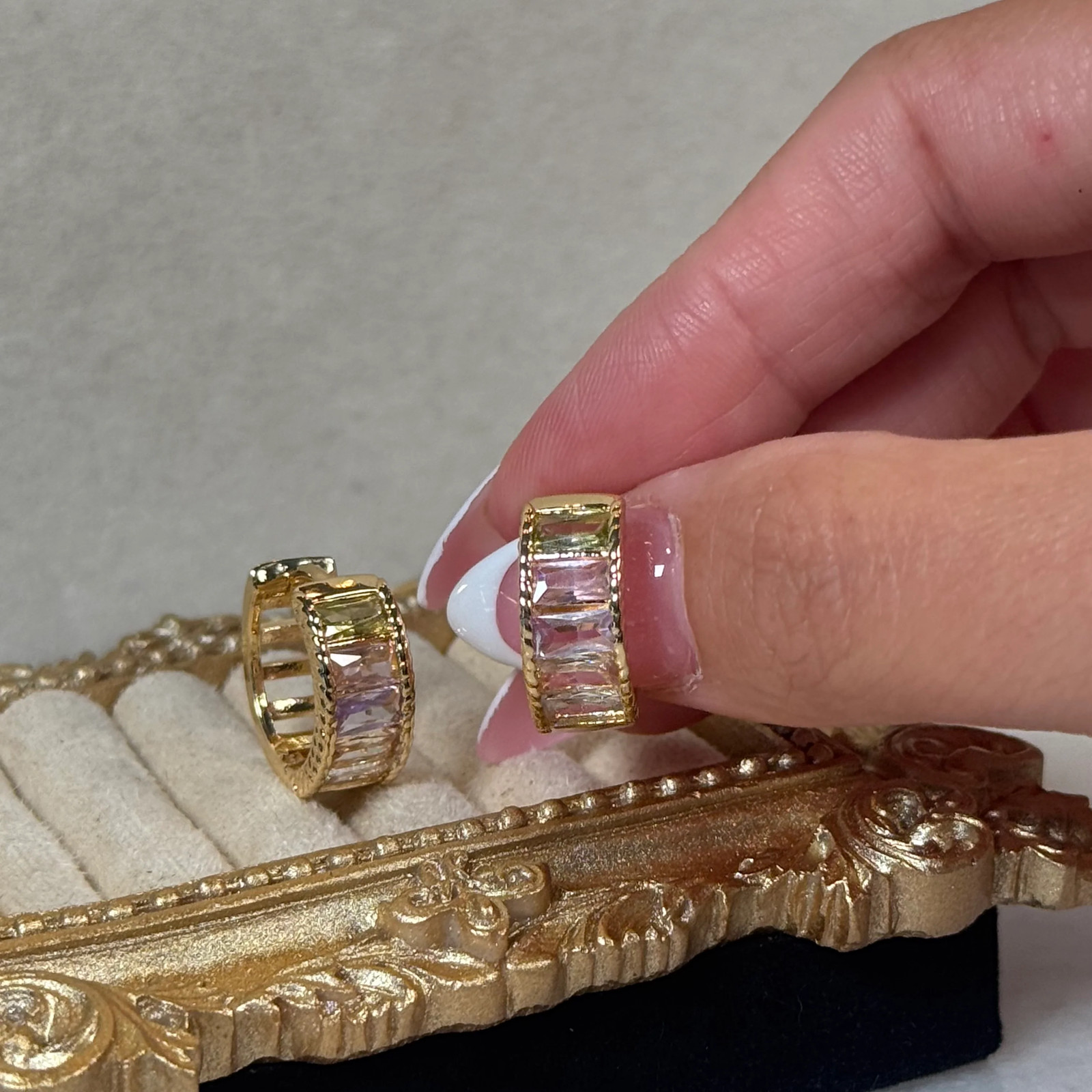 Tricolor Crystal small hoops Style 5
