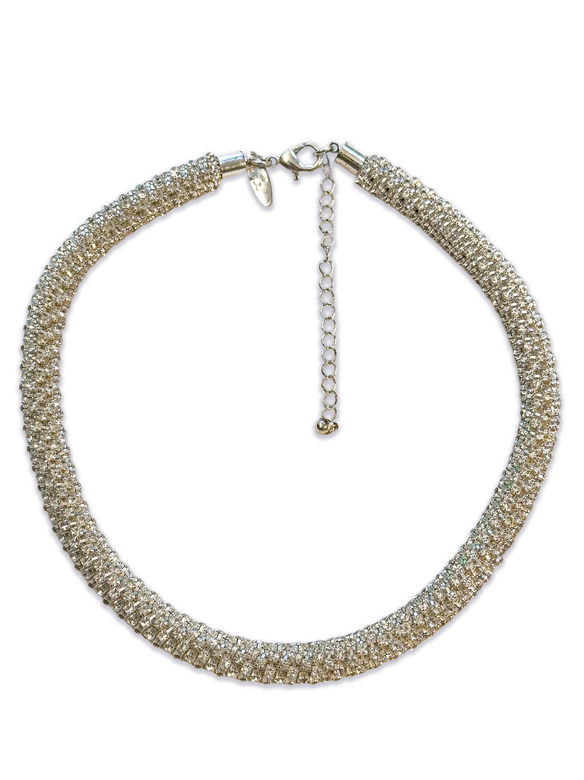 NY Sparkling White Rhinestone Mesh Choker Fashion Necklace