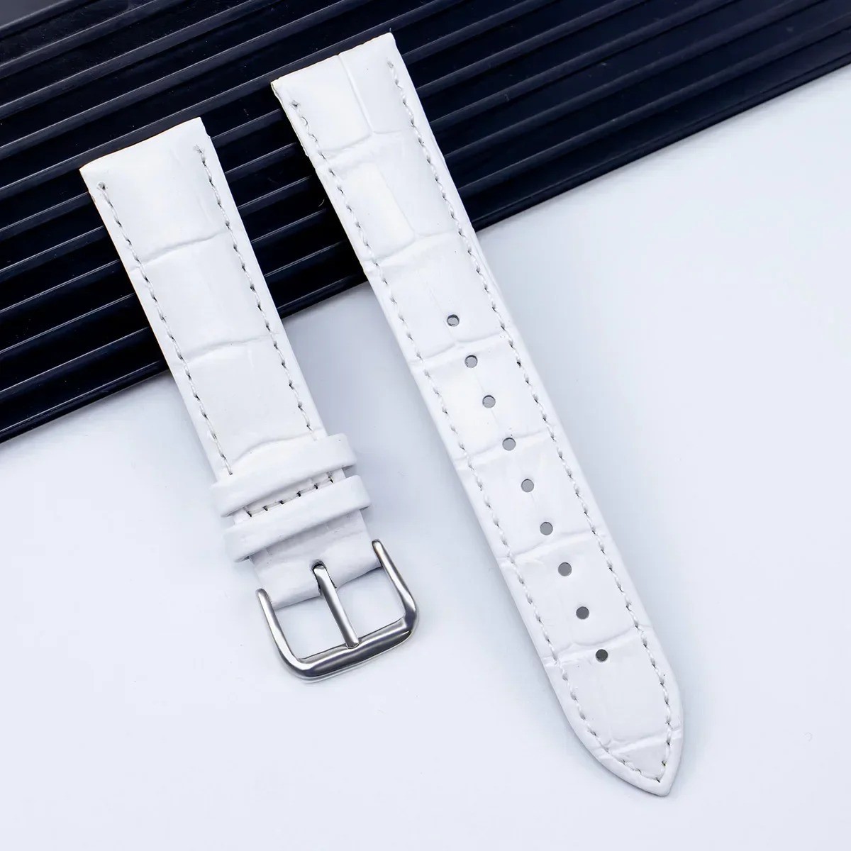 Leather Watch Band Strap 12mm-24mm Replacement Wristband Stainless Steel Buckle
