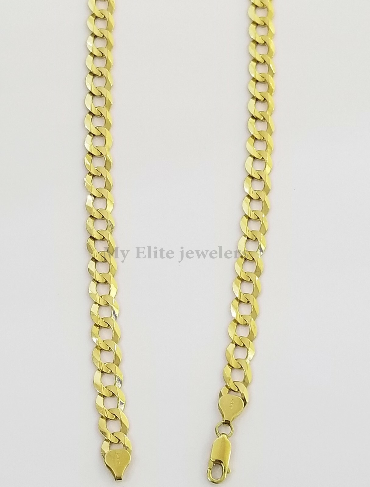 14K Yellow Gold Solid 3mm-10mm Curb Cuban Chain Link Necklace Bracelet 7″- 30″
