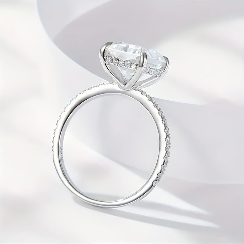 4 Carat Moissanite Ring In Sterling Silver Size 5 6 7 9 For Women