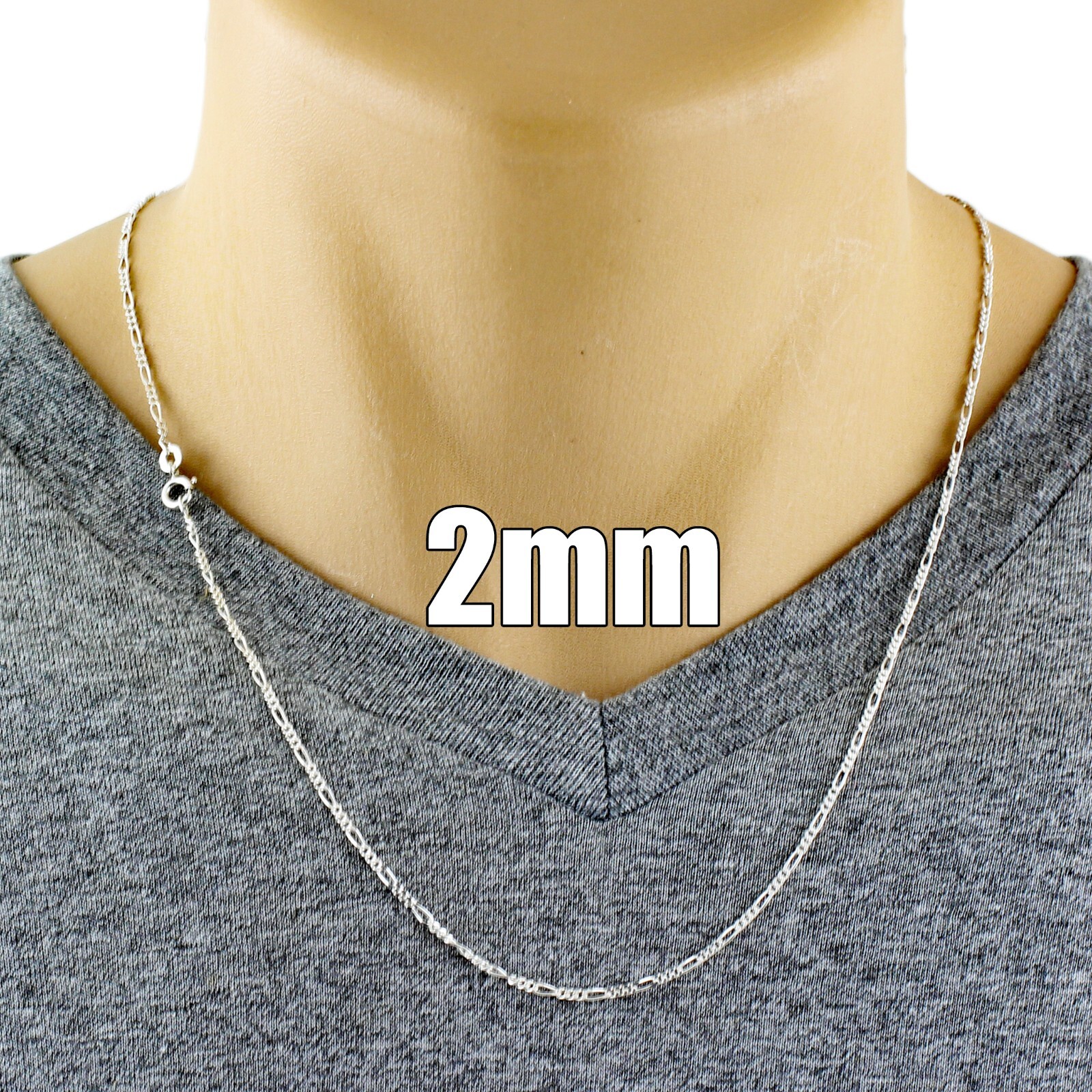 925 Sterling Silver Solid Heavy Figaro Chain Necklace-All Widths & Lengths-Italy