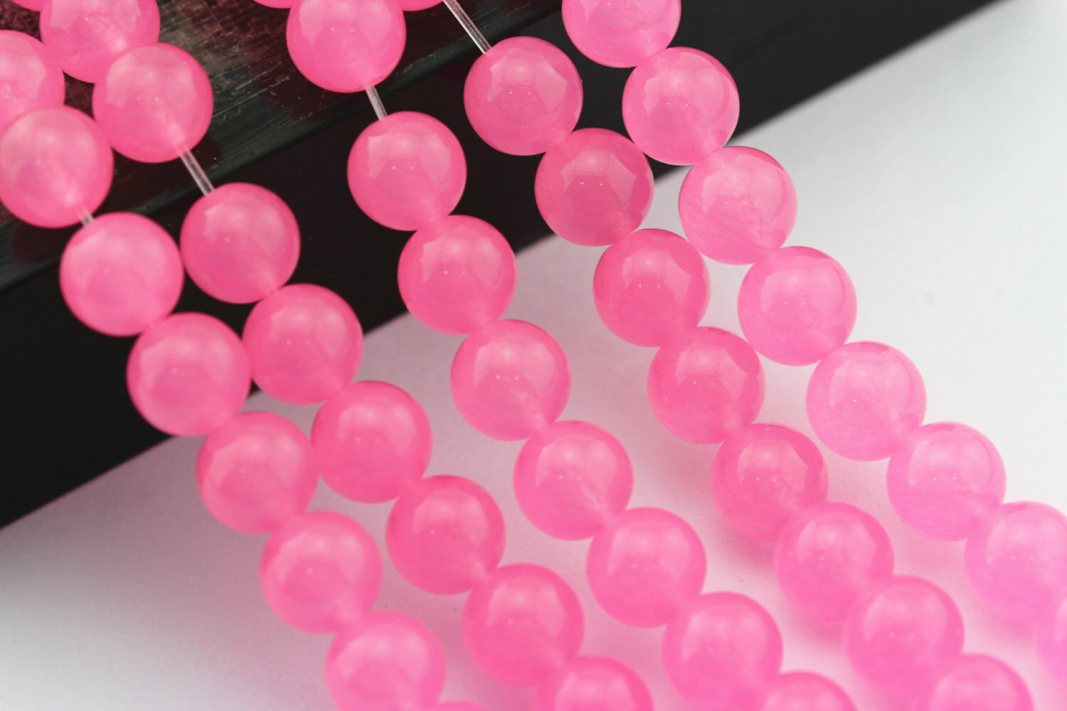 Dark Pink Dyed Jade Smooth Round Beads 6mm 8mm 10mm 15.5″ Strand