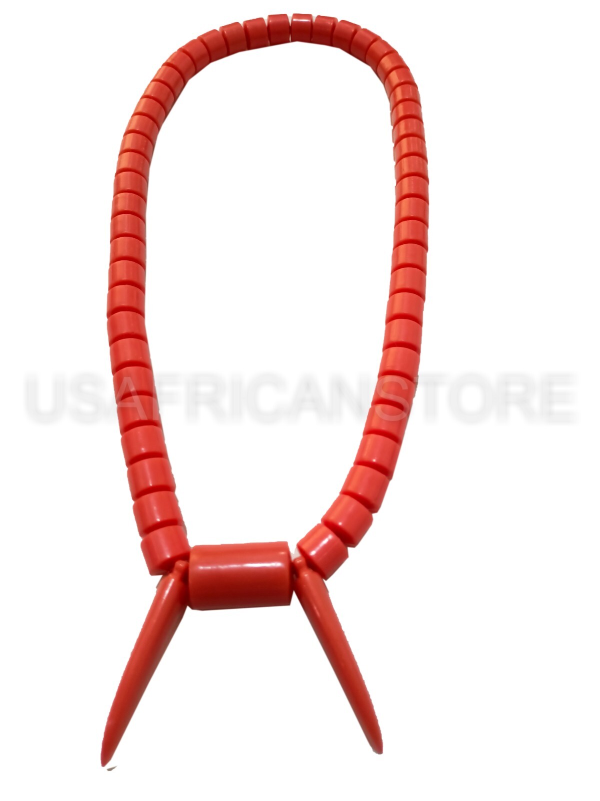 African Red Plastic Coral Bead Styled Necklace, Traditional Jewelry Accessory