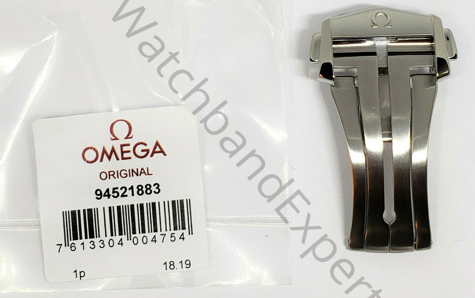Original Omega 18mm Brushed / Polished Sides Deployment Buckle Clasp # 94521883