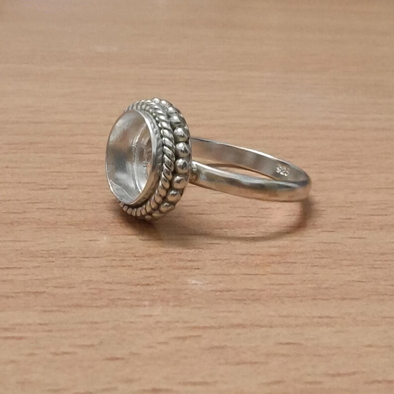 925 Sterling Silver 8mm Round Bezel Cup Setting Blank for DIY Jewelry Making