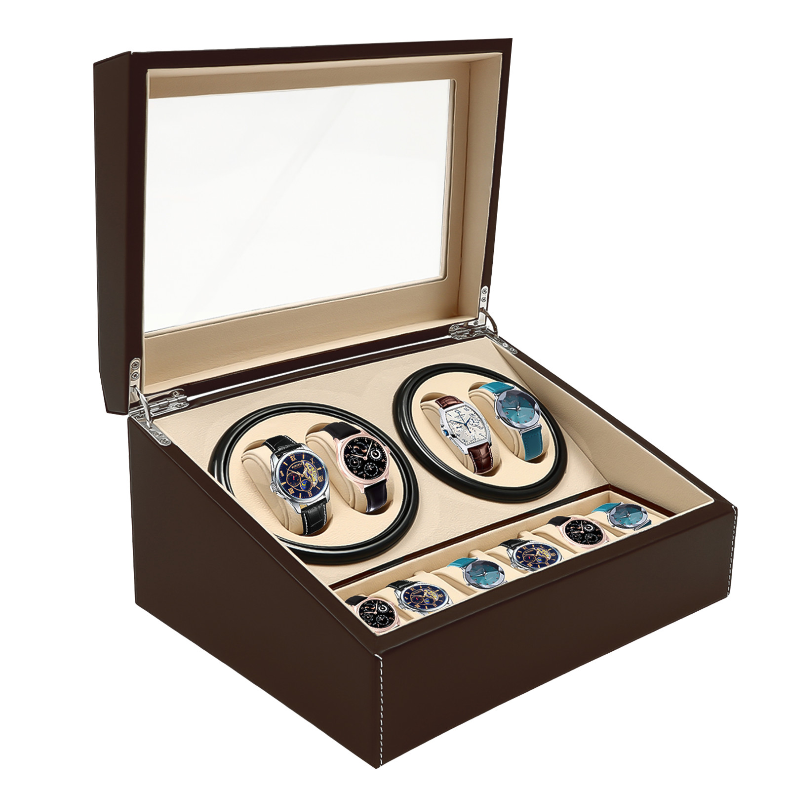 4+6 Automatic Watch Winder Watch Display Box Luxury Storage Case Self-winding