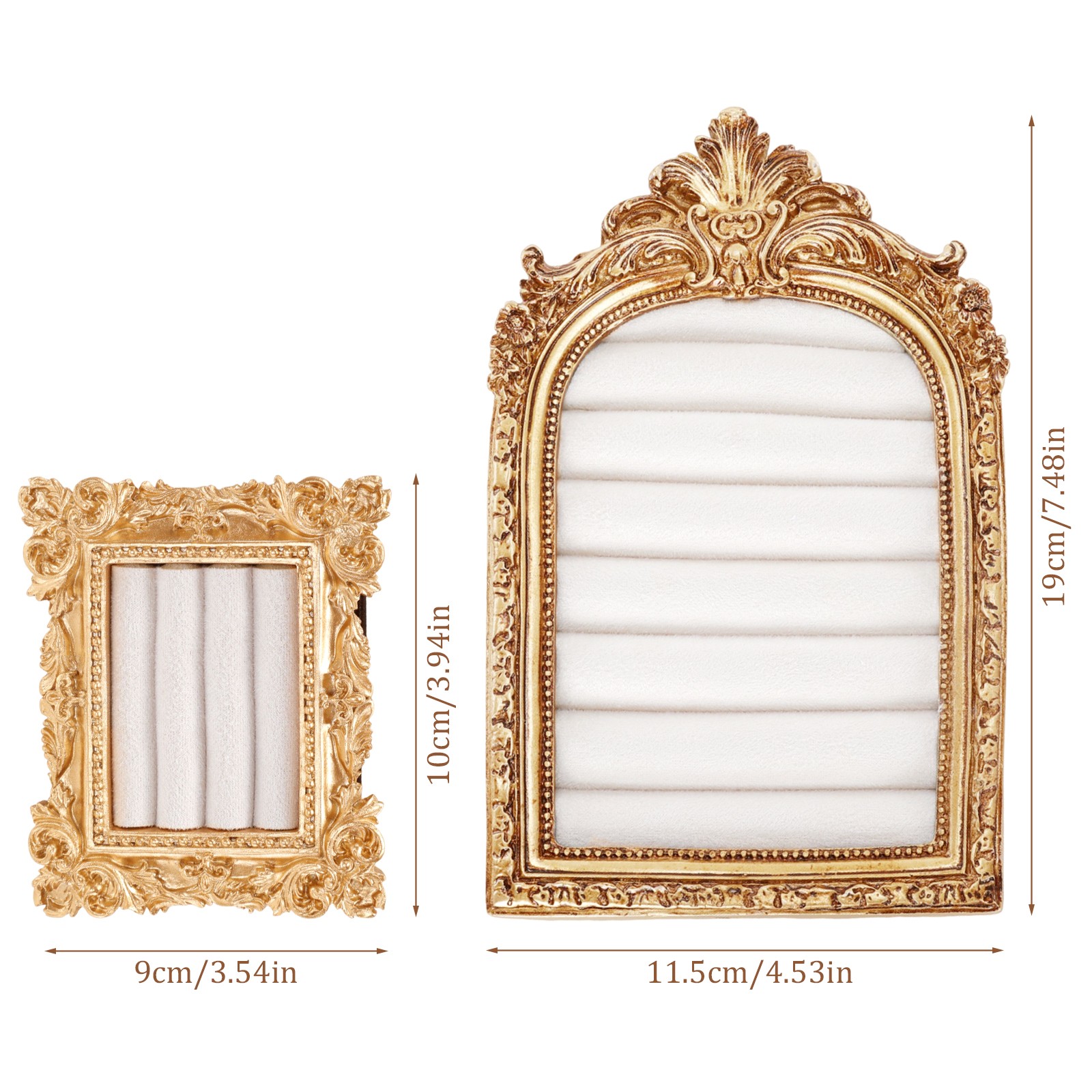 2Pcs Gold Resin Vintage Ring Holder Frame Style Photograph Prop for Women Gift