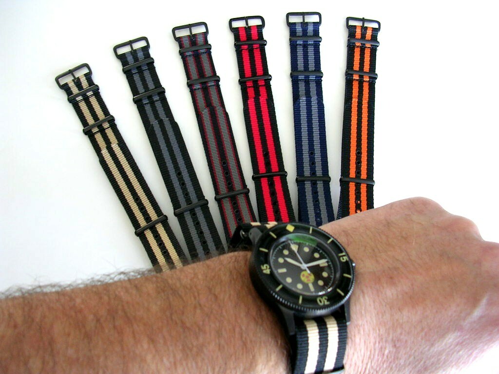 22mm NATO ® strap watch band Nylon PVD Military Sport stitched bonded IW SUISSE