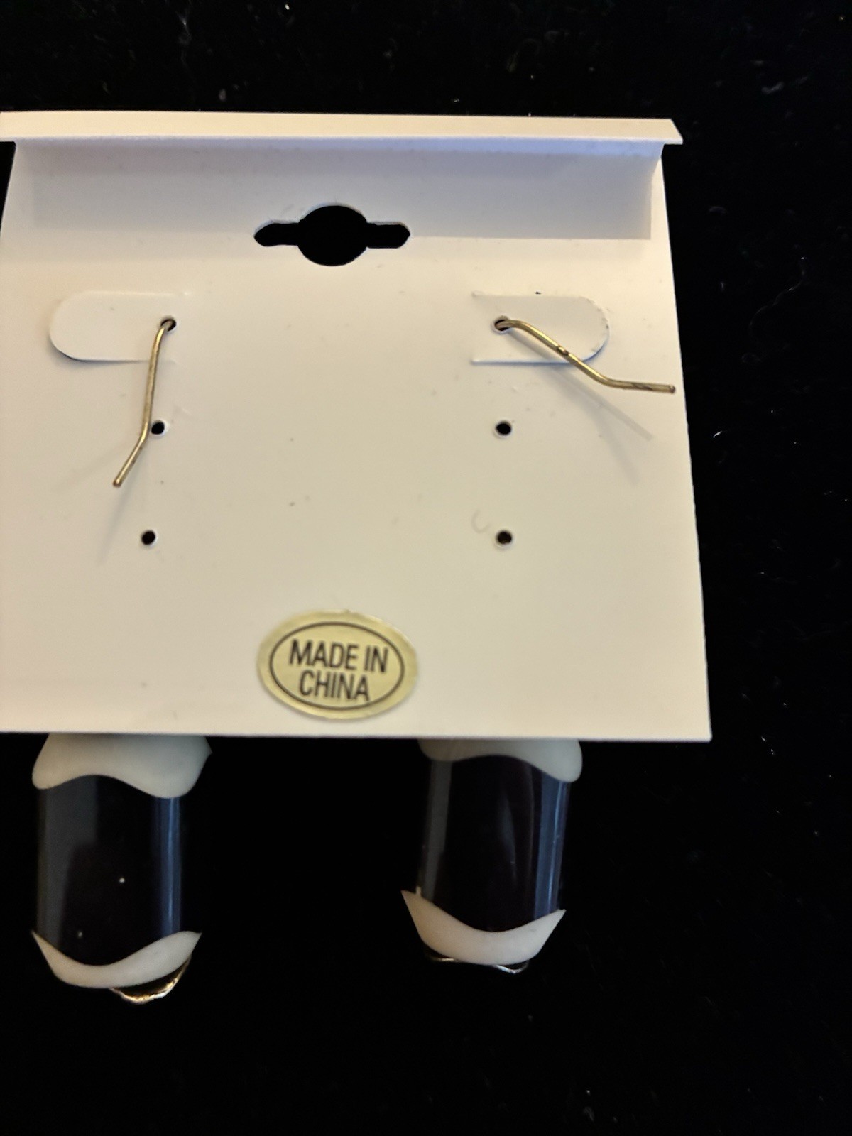 Black White Gold Tone Dangle/Drop Hook Earrings Metal Plastic No Stone China