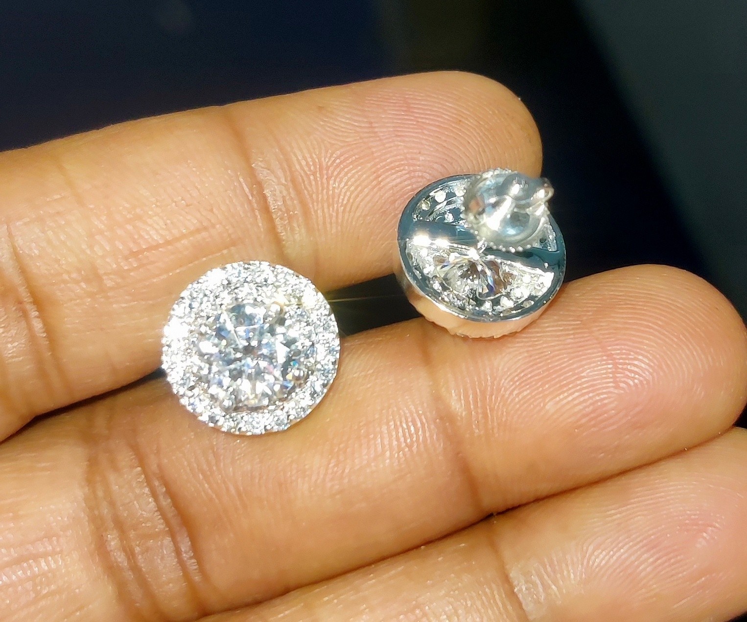 1.80Ct Round Cut Lab Created Diamond Halo Stud Earrings 14K White Gold Plated