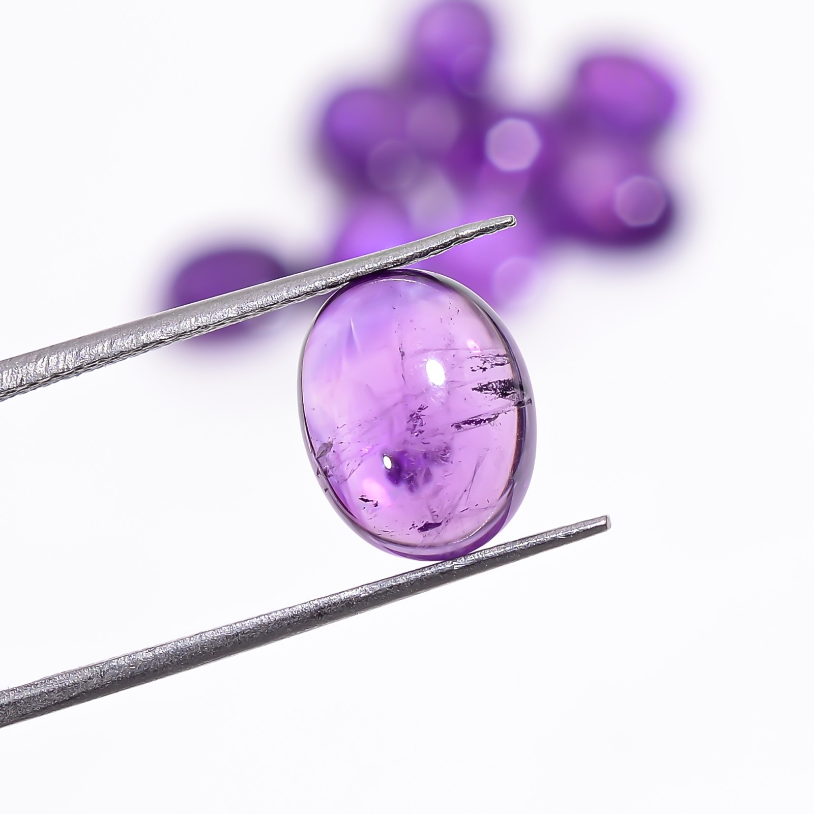 Natural Purple Amethyst Gemstone Oval Shape Cabochon 9 Pc Lot 27.50 Ct 10X8X5 mm