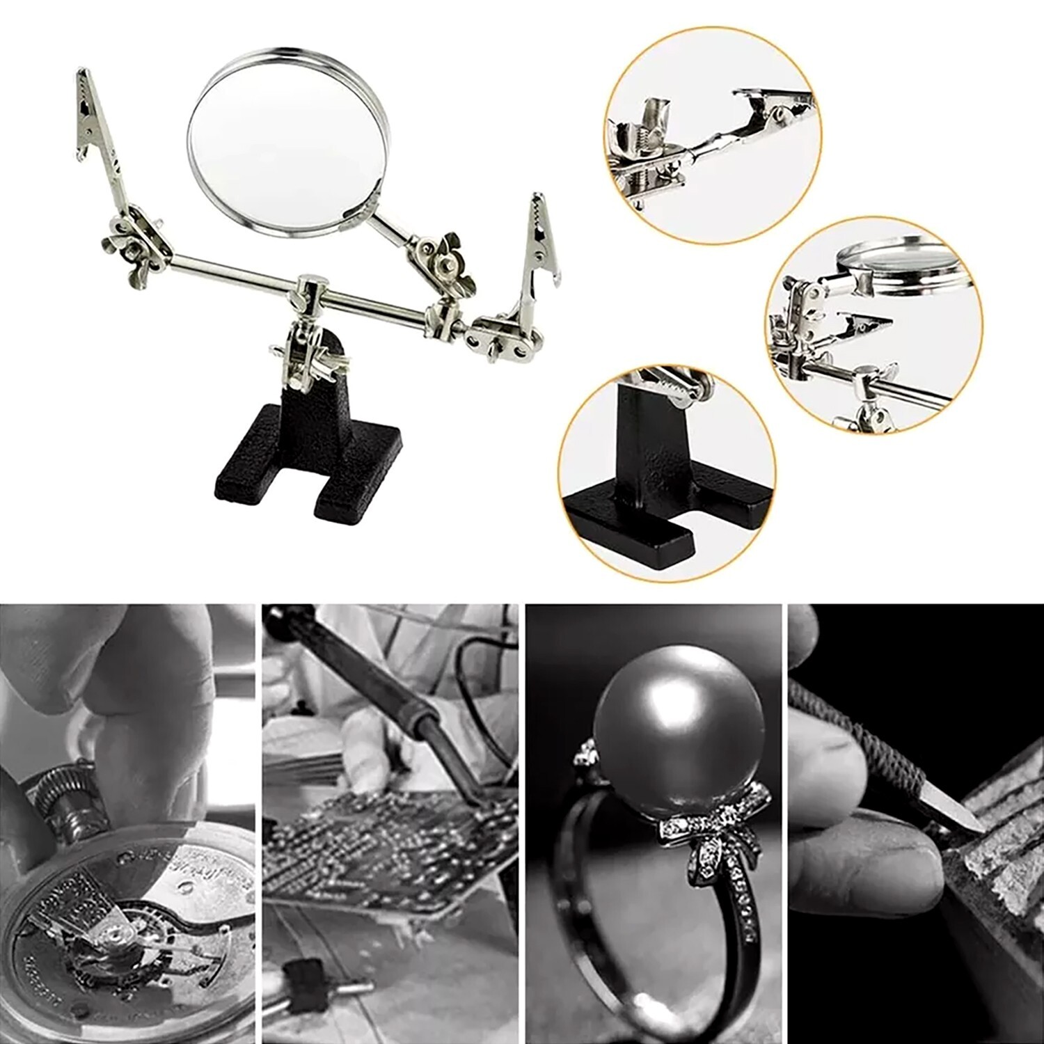 Helping Third Hand Magnifier Soldering Stand Clamp Holder Alligator Clip Tool