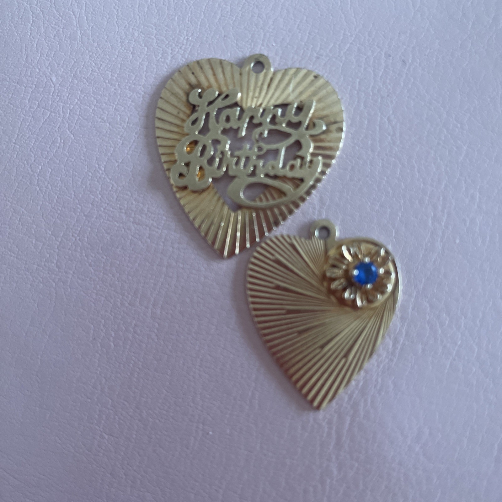 14k Solid HAPPY BIRTHDAY Heart Charm Bracelet And Birthstone Heart Charm Vintage