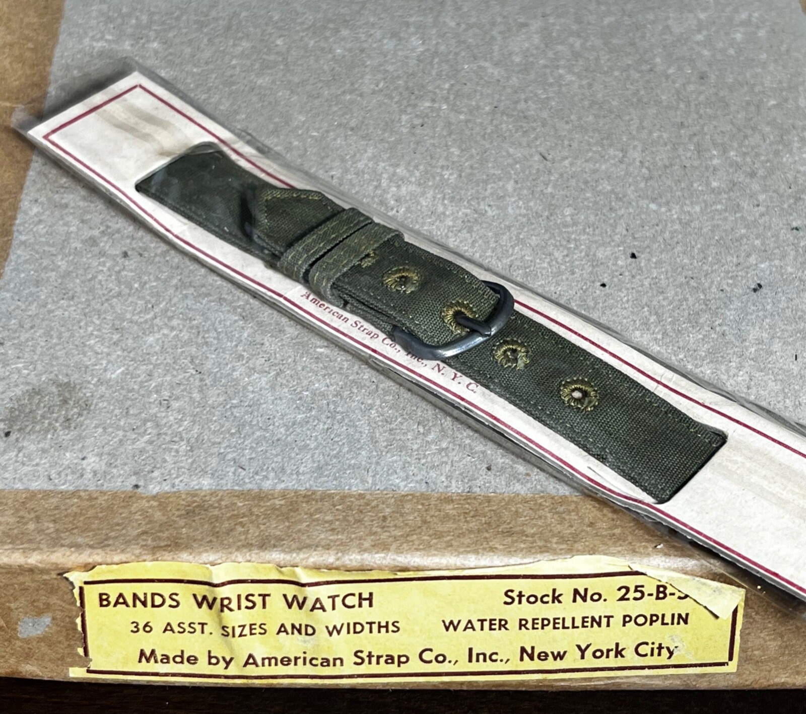 Vintage WW2 US Military Surplus Watch Band Strap 16mm 5/8″ Gray Buckle B1FGM
