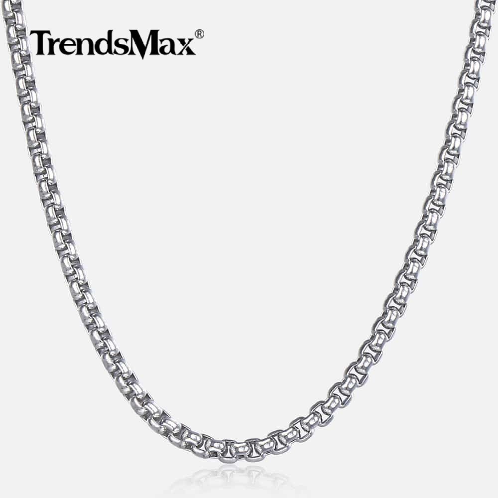 2MM 16-30INCH Long Silver Smooth Box Chain Necklace Choker Stainless Steel Link