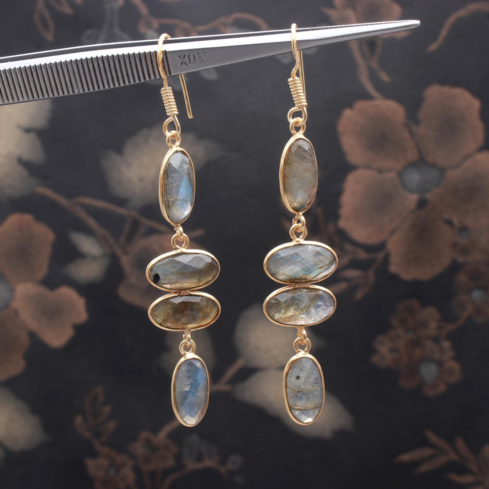 Labradorite Gemstone Dangle Earring 925 Sterling Silver Jewelry Gift For Her