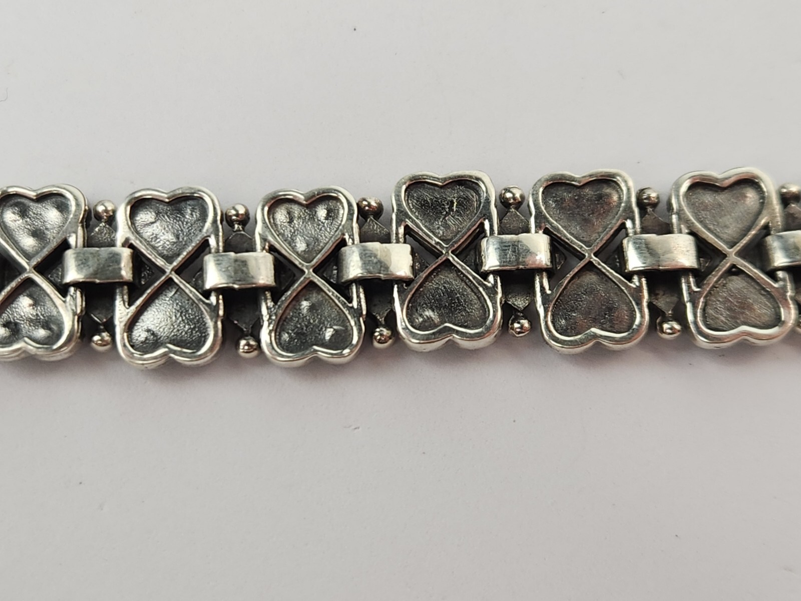 Thai Sterling Silver 925 Marcasite Heart Bracelet 7.5 In – THAI KC 925 – HSNO