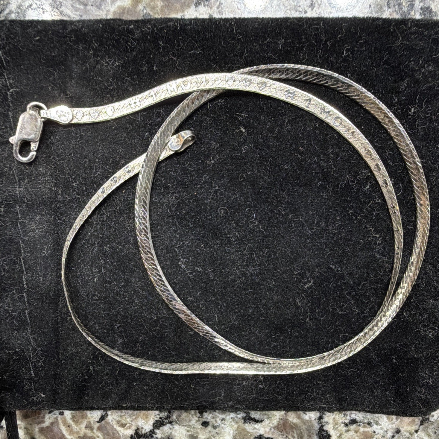 925 Sterling Silver Herringbone Chain Necklace, Silver Color, Lobster Clasp 18”
