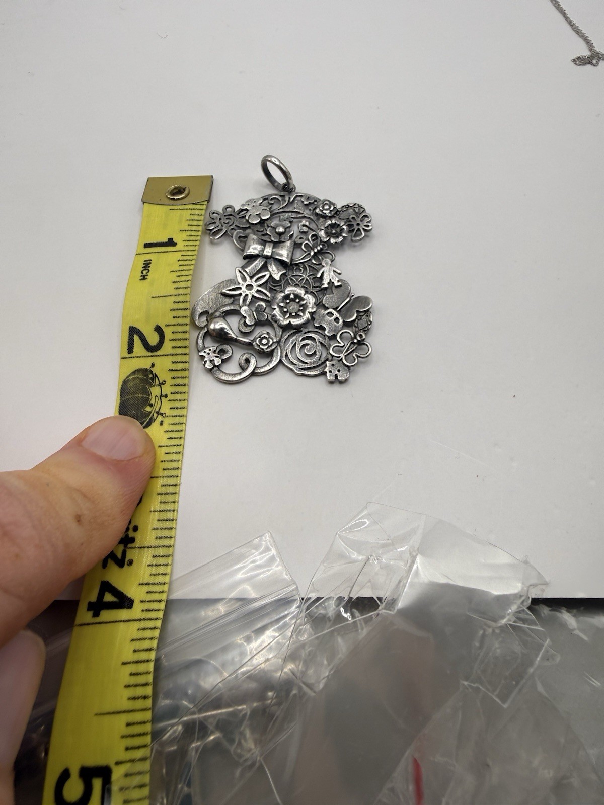 Large Tous 925 Sterling Silver Rare Motif Pendant. New