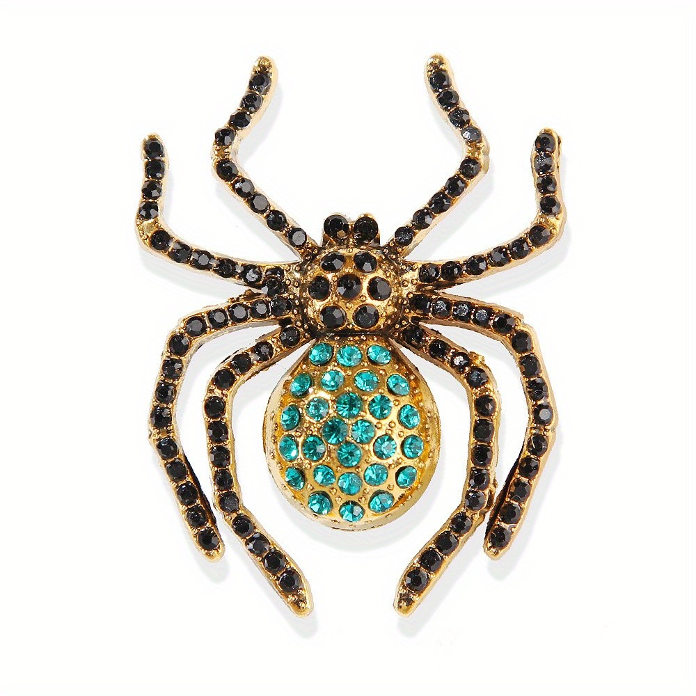 6Pcs Rhinestone Spider Brooches Crystal Halloween Spider Pins Clothing Bag Decor
