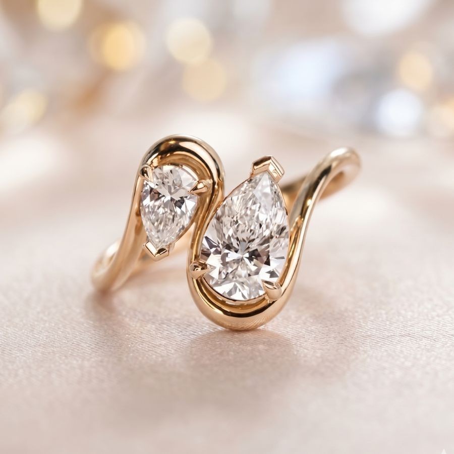 2.00 Ct Pear-Cut VS1 Lab Grown Diamond Wedding Engagement Ring 14k Yellow Gold