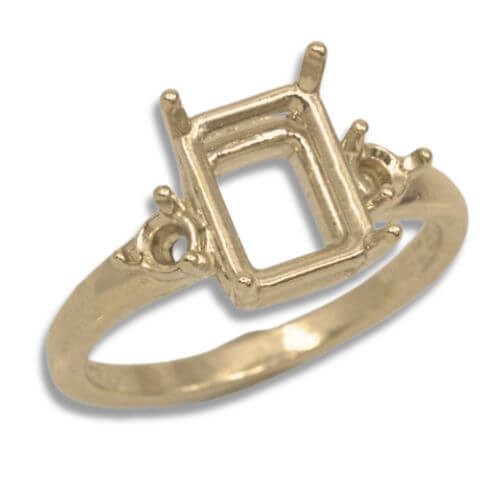 Emerald Cut 3mm Accent Pre-notched Ring Mounting (9x7mm – 16x12mm)